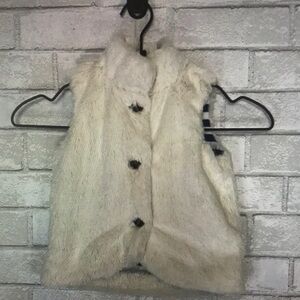 Ivory Faux Fur Button Vest